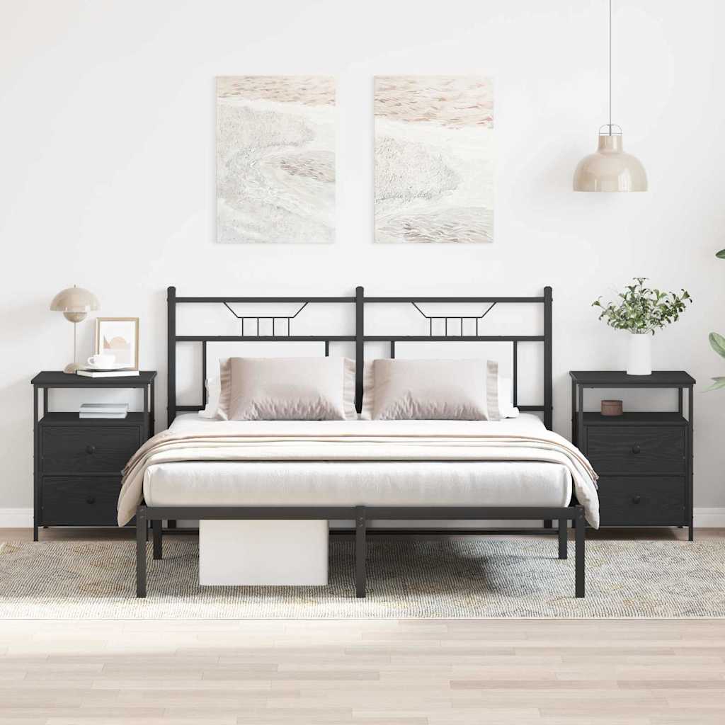 Bedside Cabinet 2 pcs Black Oak 34 x 35.5 x 50 cm
