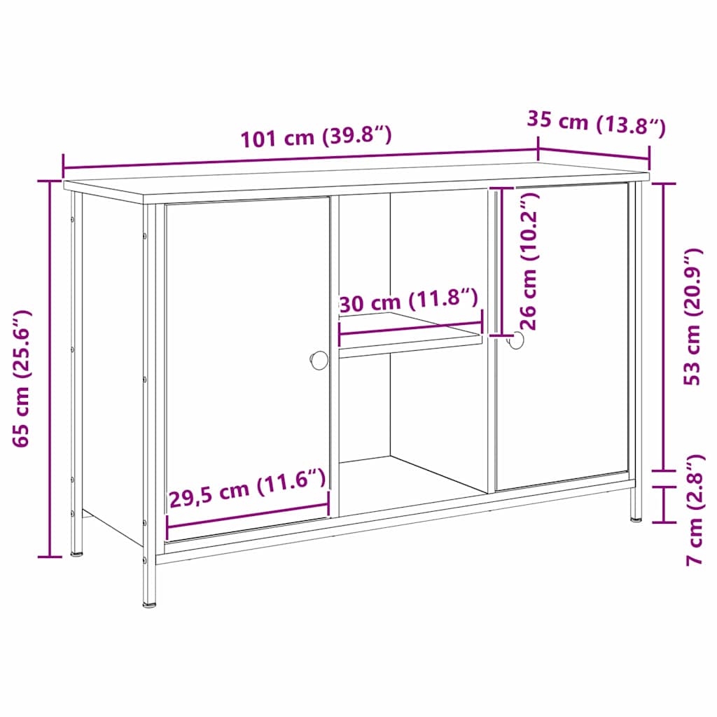 TV Cabinet Set Old Wood 101 x 35 x 65 cm Engineered Wood