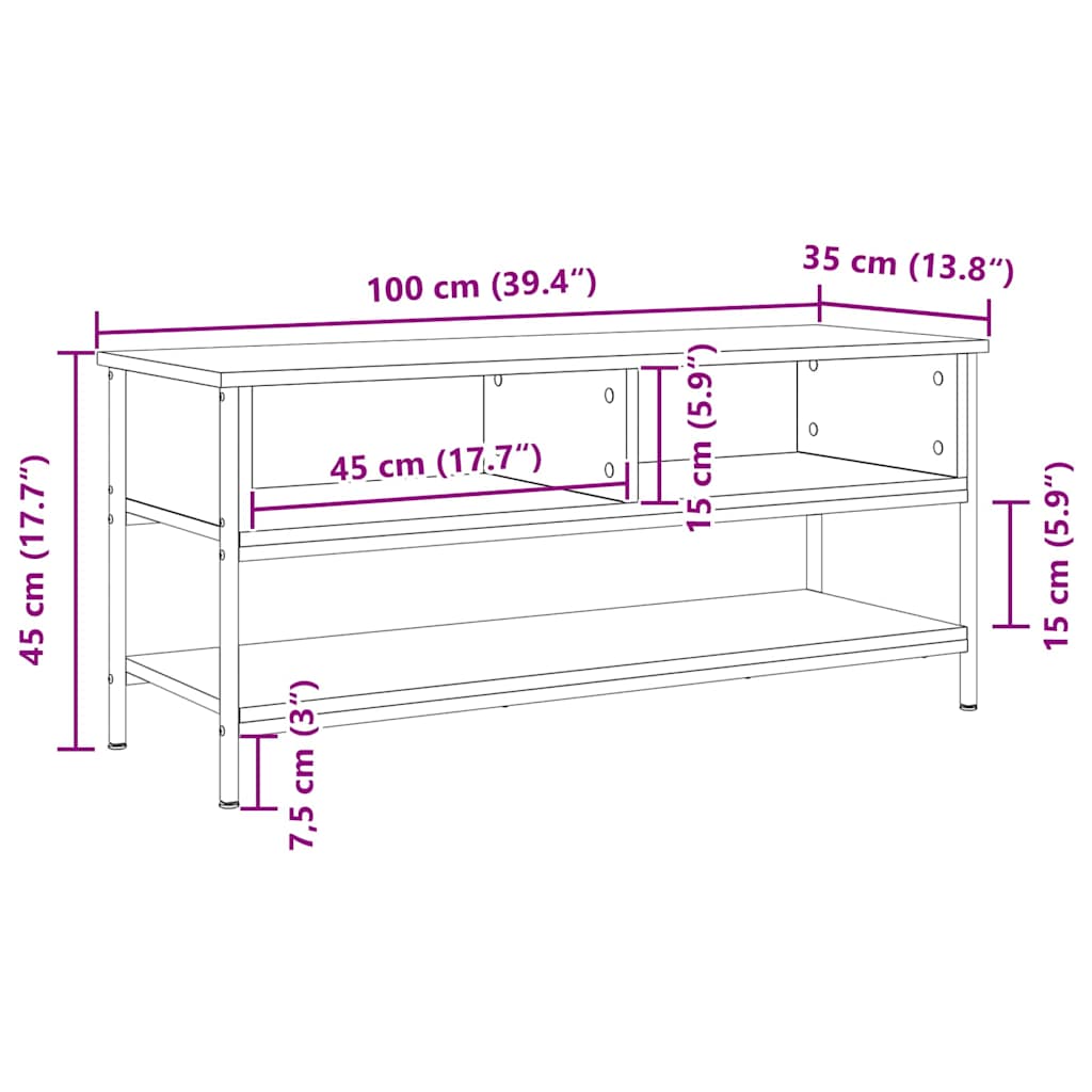 TV Cabinet Set 100 x 35 x 45 cm Black Oak Engineered Wood