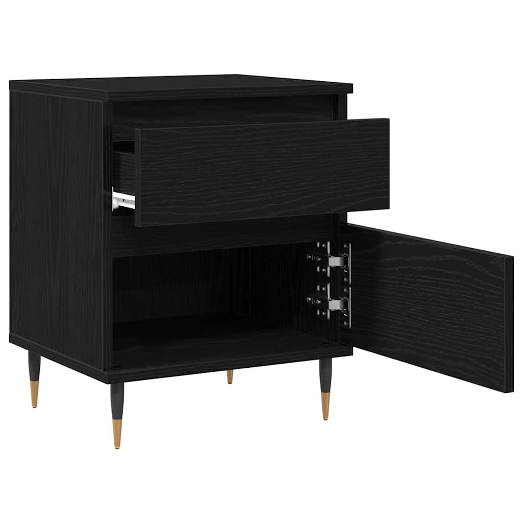 Bedside Cabinet 2 pcs Black Oak 40 x 35 x 50 cm Engineered Wood