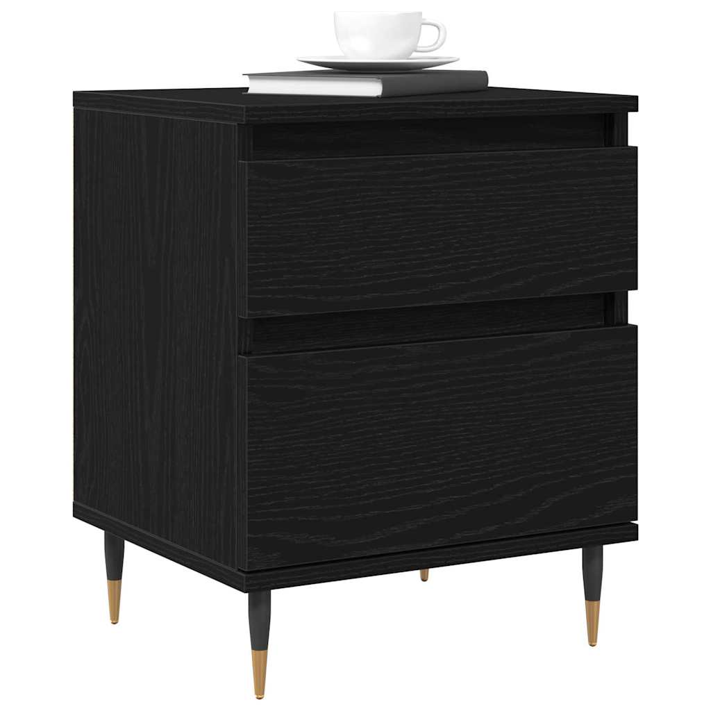 Bedside Cabinet 2 pcs Black Oak 40 x 35 x 50 cm Engineered Wood