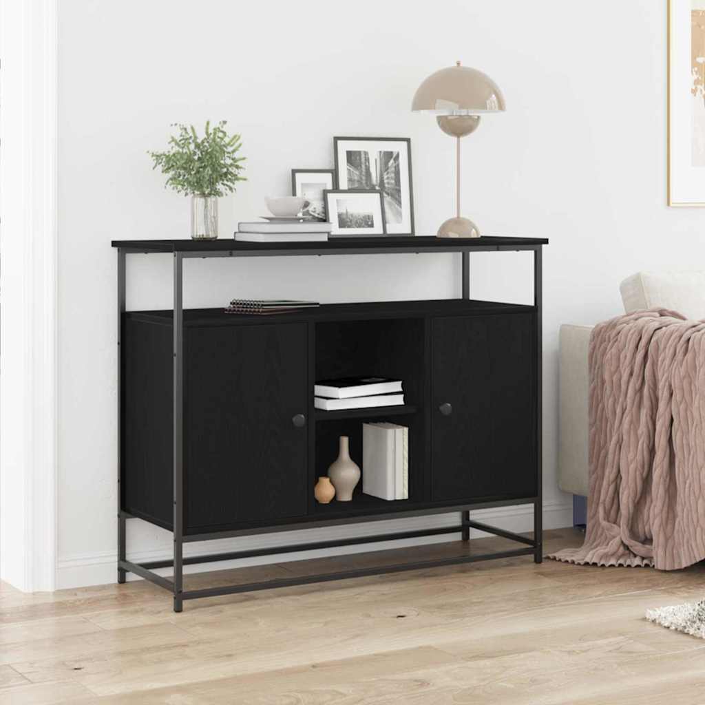 Sideboard Black Oak 100 x 35 x 80 cm Engineered Wood