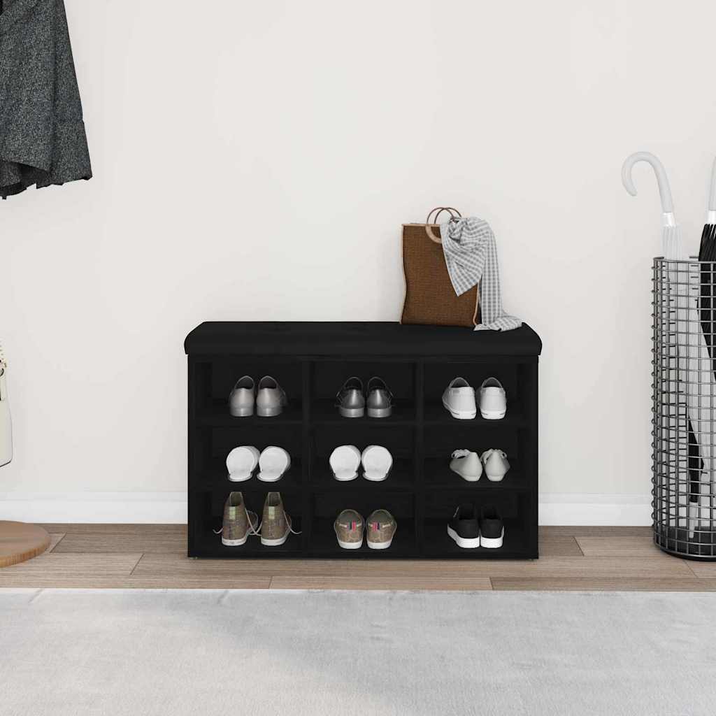 Shoe Bench Black 82 x 32 x 50 cm Engineered Wood