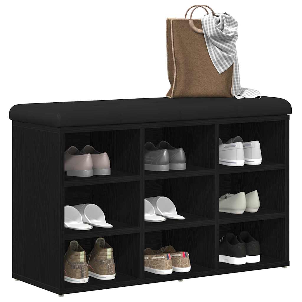 Shoe Bench Black 82 x 32 x 50 cm Engineered Wood