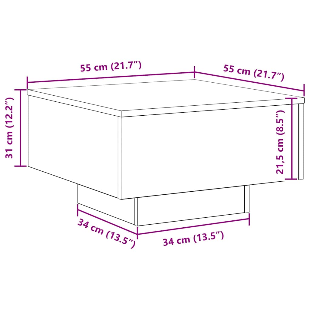 Coffee Table Old Wood 55 x 55 x31 cm Engineered Wood