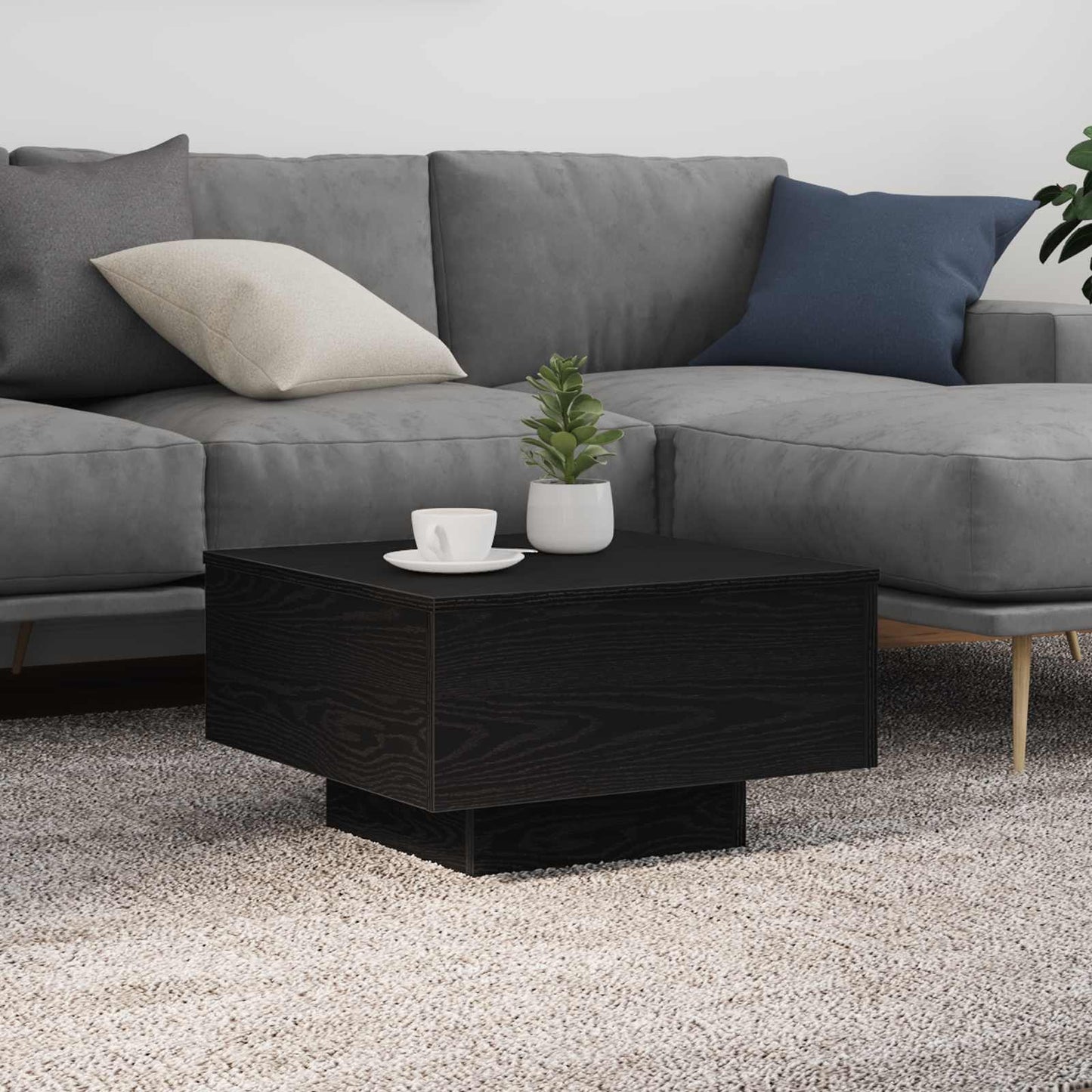 Coffee Table Black Oak 55 x 55 x31 cm Engineered Wood