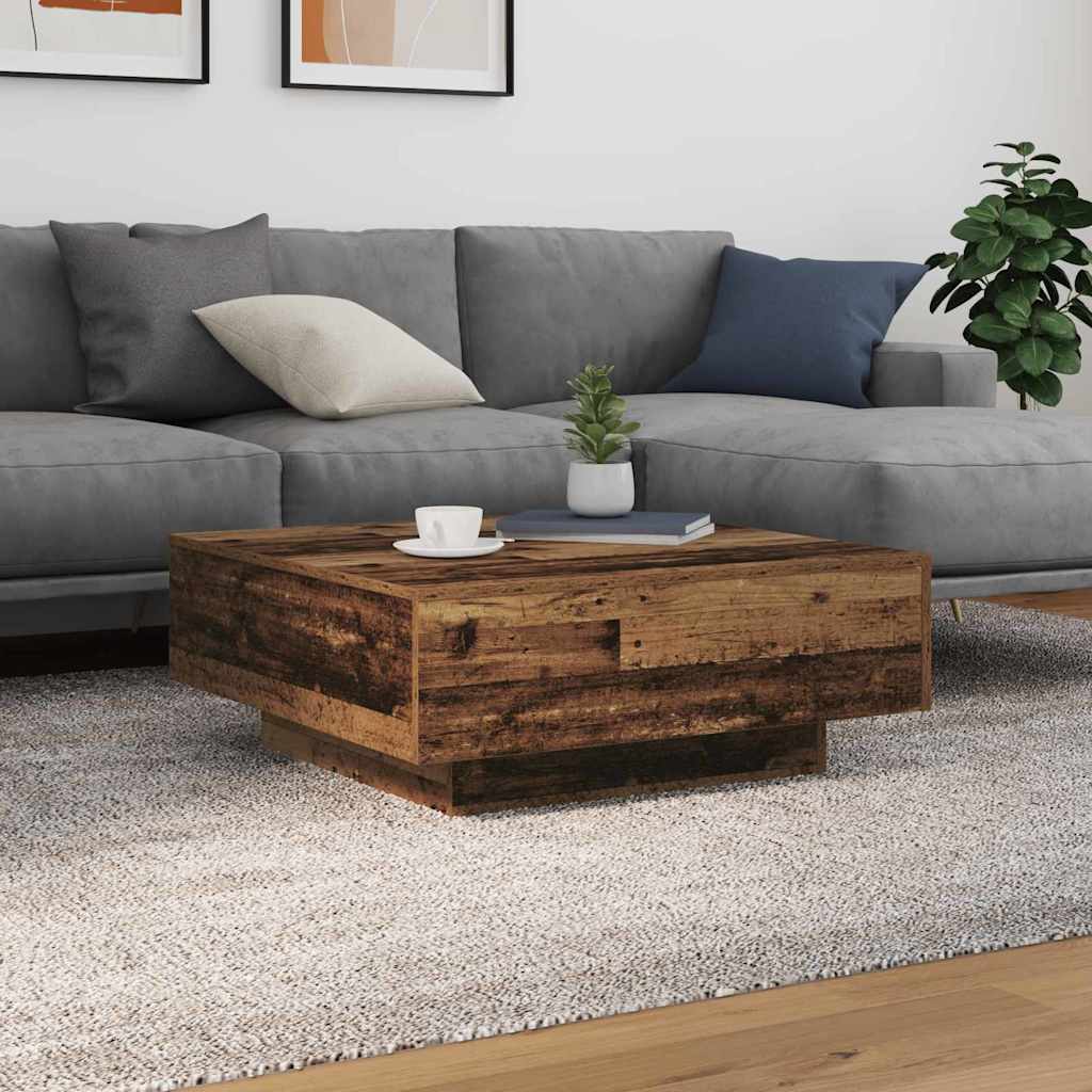 Coffee Table Old Wood and Blue 80 x 80 x 31 cm Engineered Wood