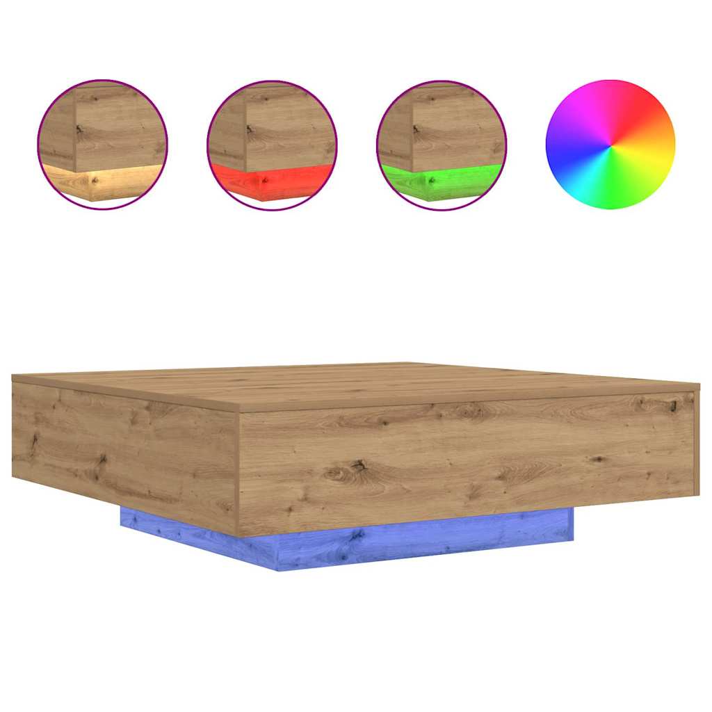 Coffee Table with LED Strip Lights Artisan Oak Engineered Wood