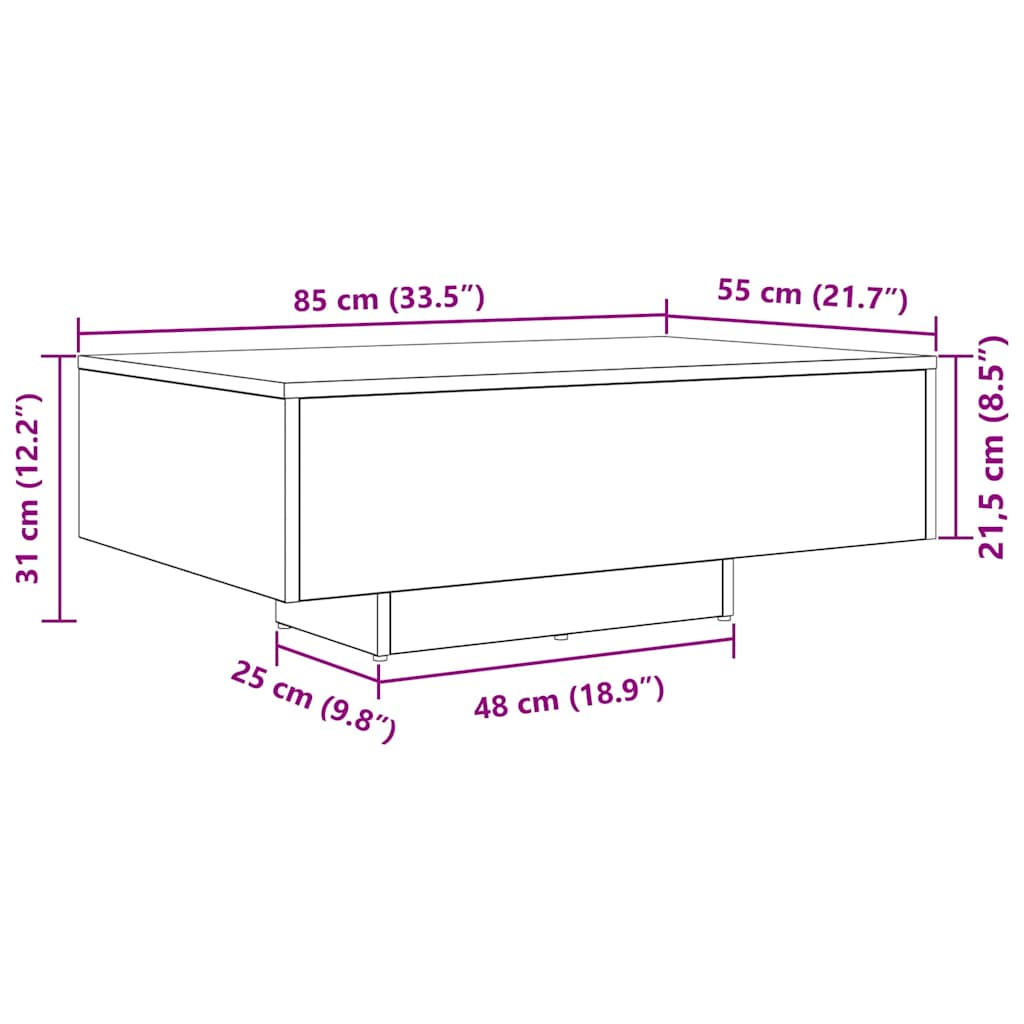 Coffee Table Old Wood 85 x 55 x 31 cm Engineered Wood