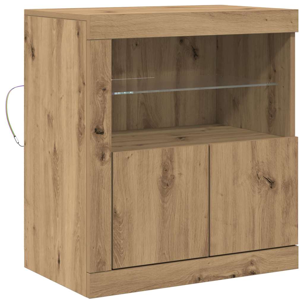 LED Sideboard Brown 60.5 x 37 x 67 cm Engineered Wood