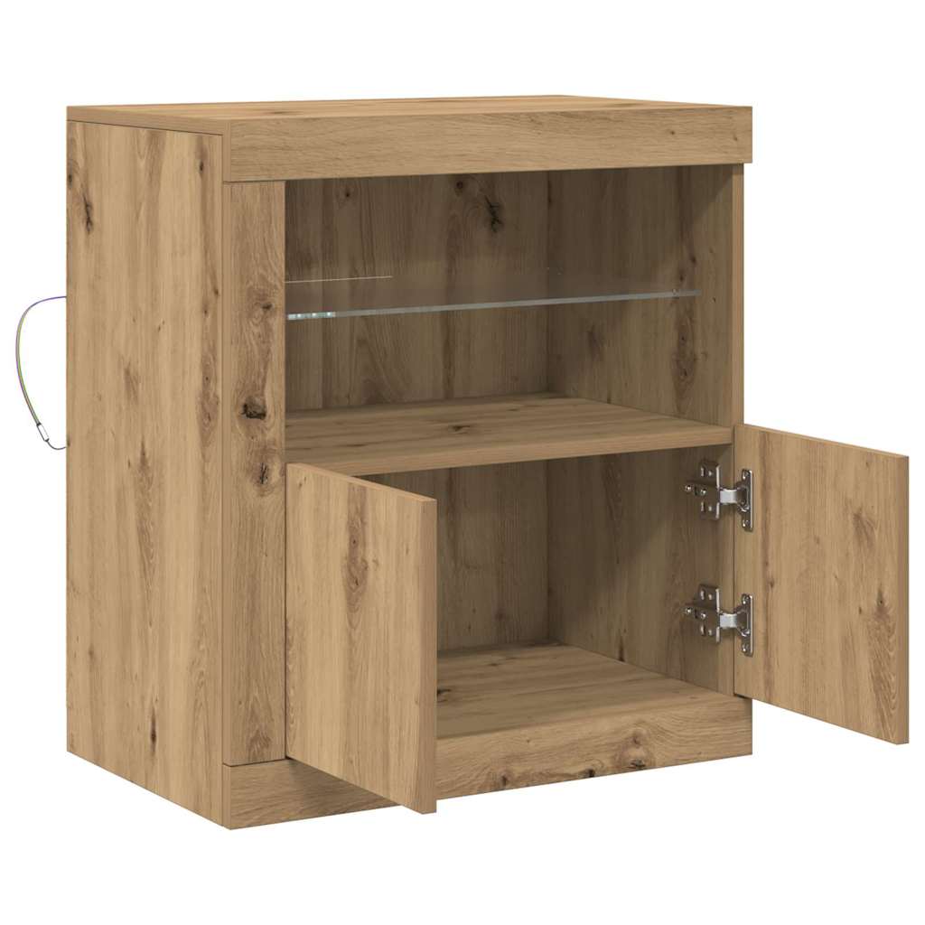 LED Sideboard Brown 60.5 x 37 x 67 cm Engineered Wood