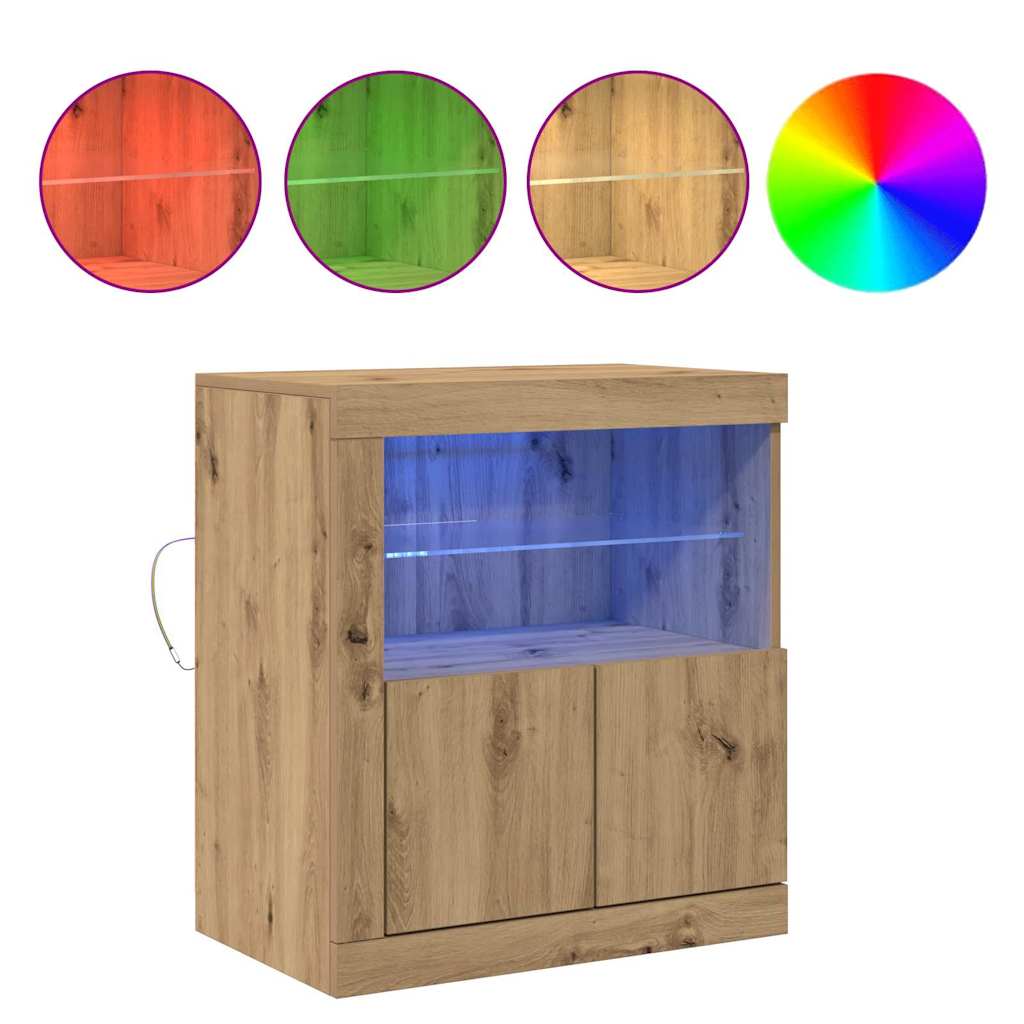 LED Sideboard Brown 60.5 x 37 x 67 cm Engineered Wood