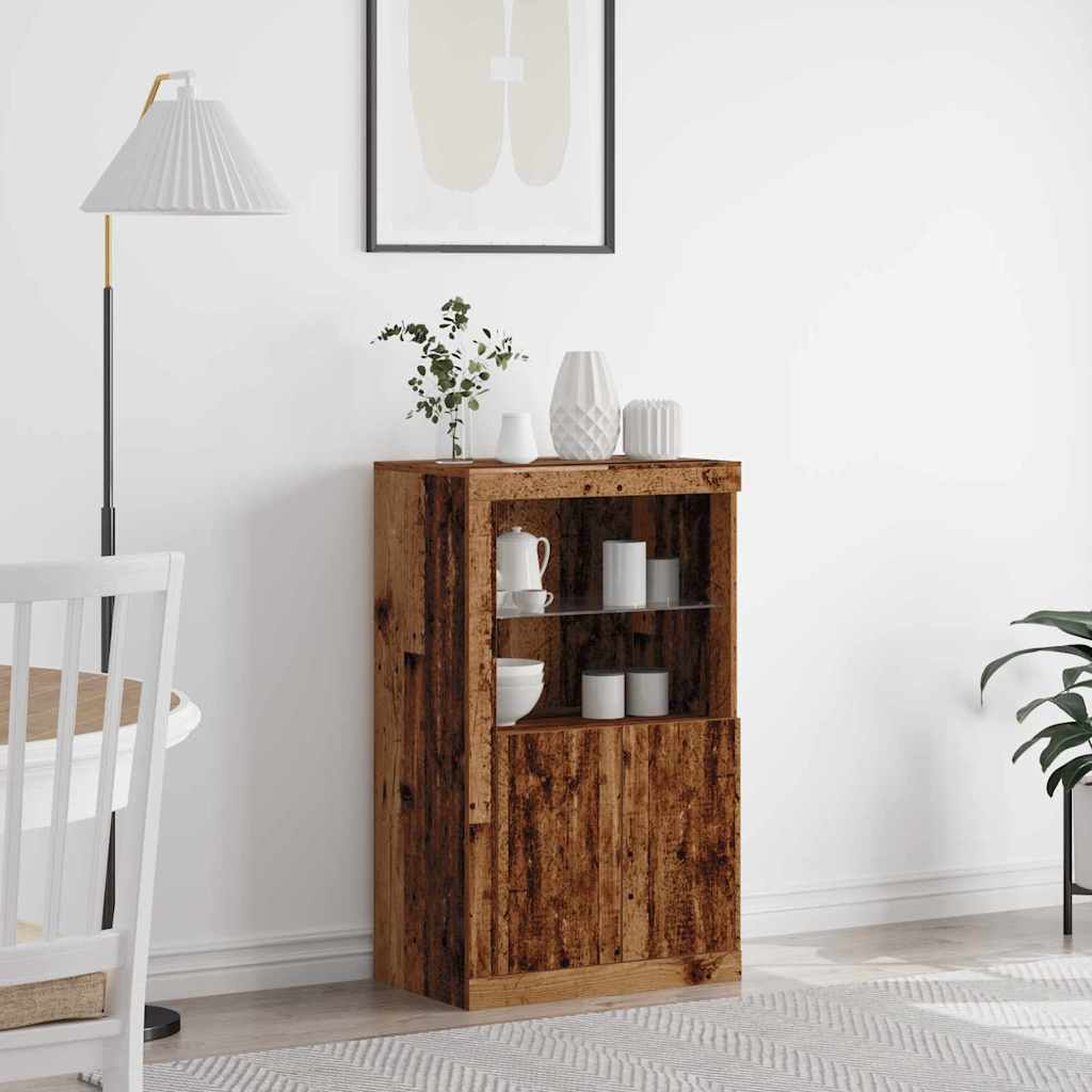LED Sideboard Old Wood 60.5 x 37 x 100 cm Engineered Wood