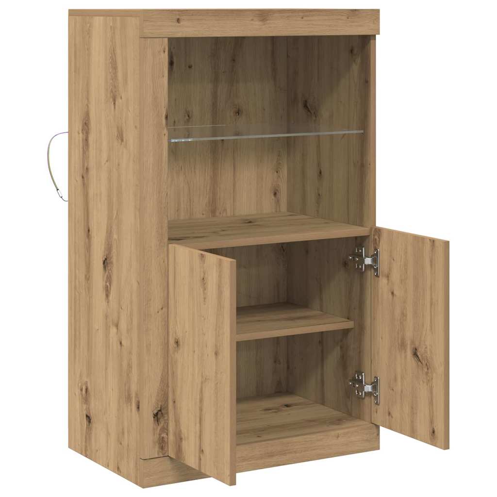 LED Sideboard Artisan Oak 60.5 x 37 x 100 cm Engineered Wood