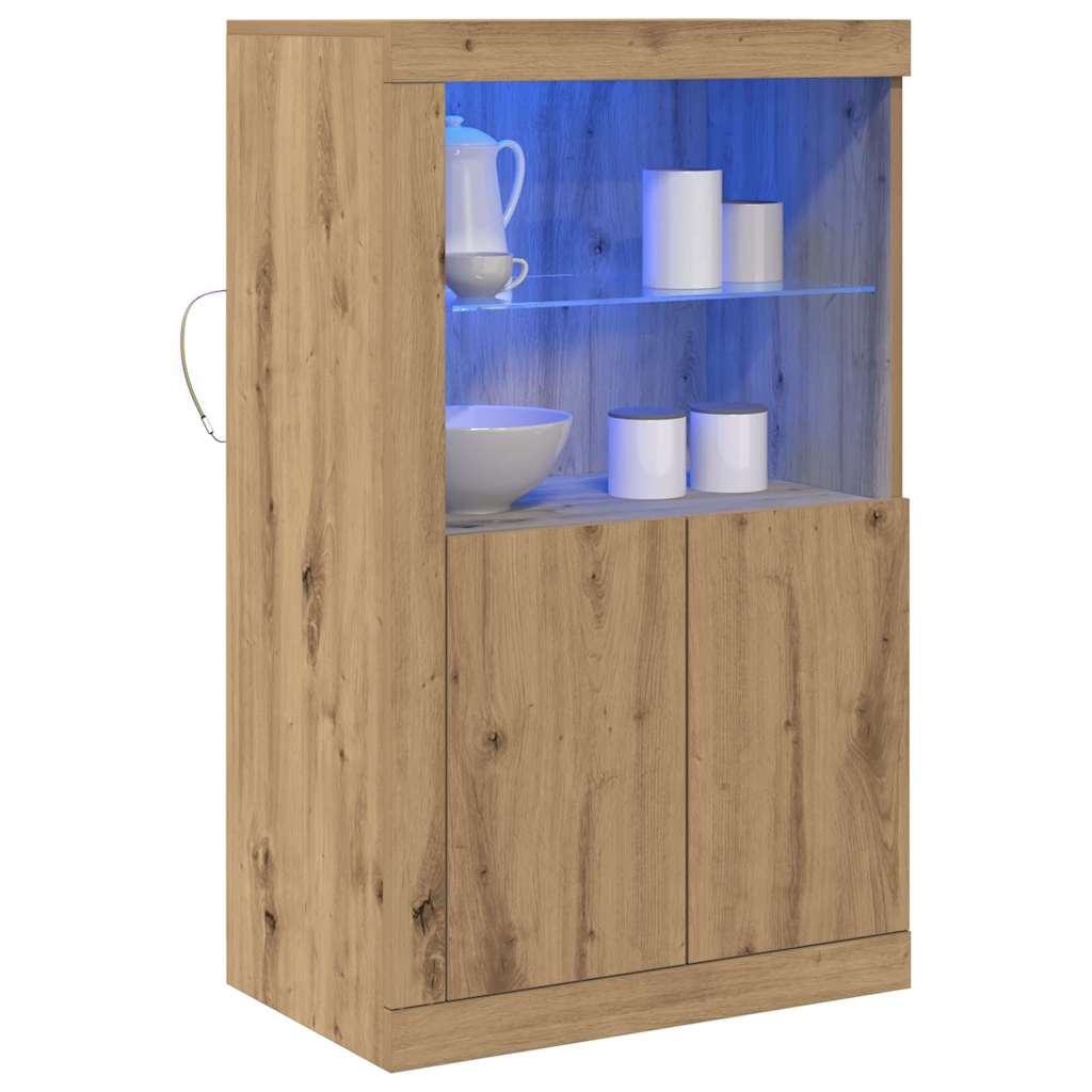 LED Sideboard Artisan Oak 60.5 x 37 x 100 cm Engineered Wood