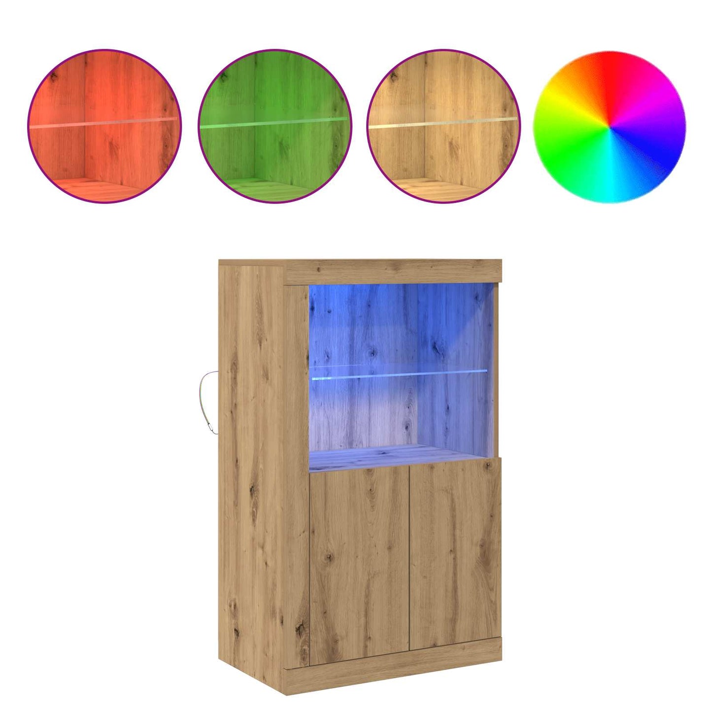 LED Sideboard Artisan Oak 60.5 x 37 x 100 cm Engineered Wood