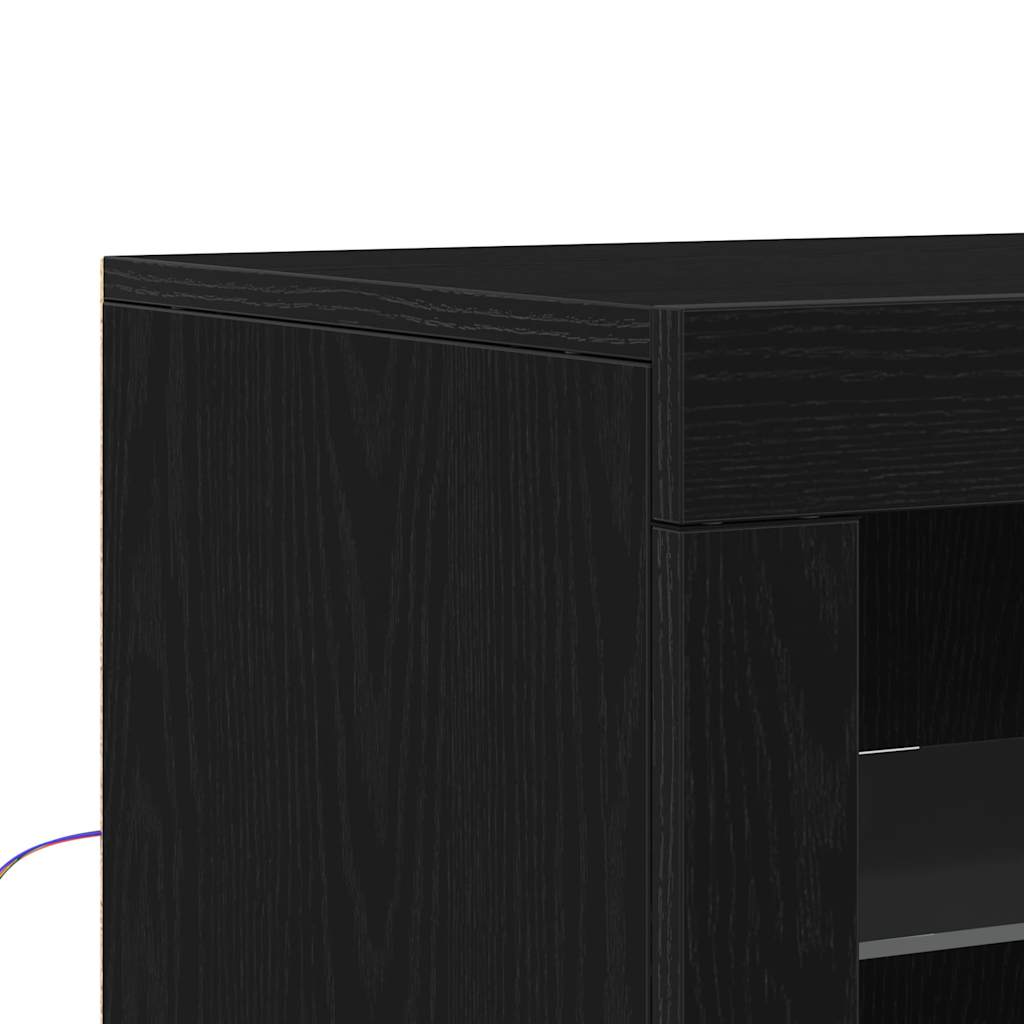LED Sideboard Black Oak 60.5 x 37 x 100 cm Engineered Wood