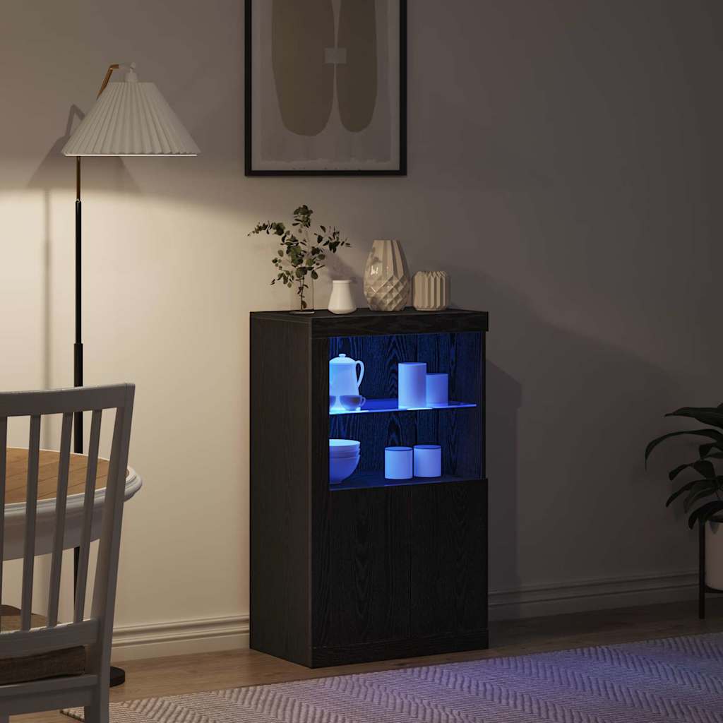 LED Sideboard Black Oak 60.5 x 37 x 100 cm Engineered Wood