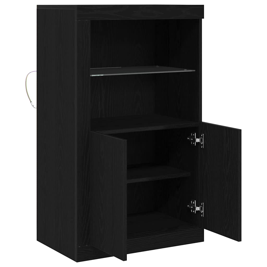LED Sideboard Black Oak 60.5 x 37 x 100 cm Engineered Wood