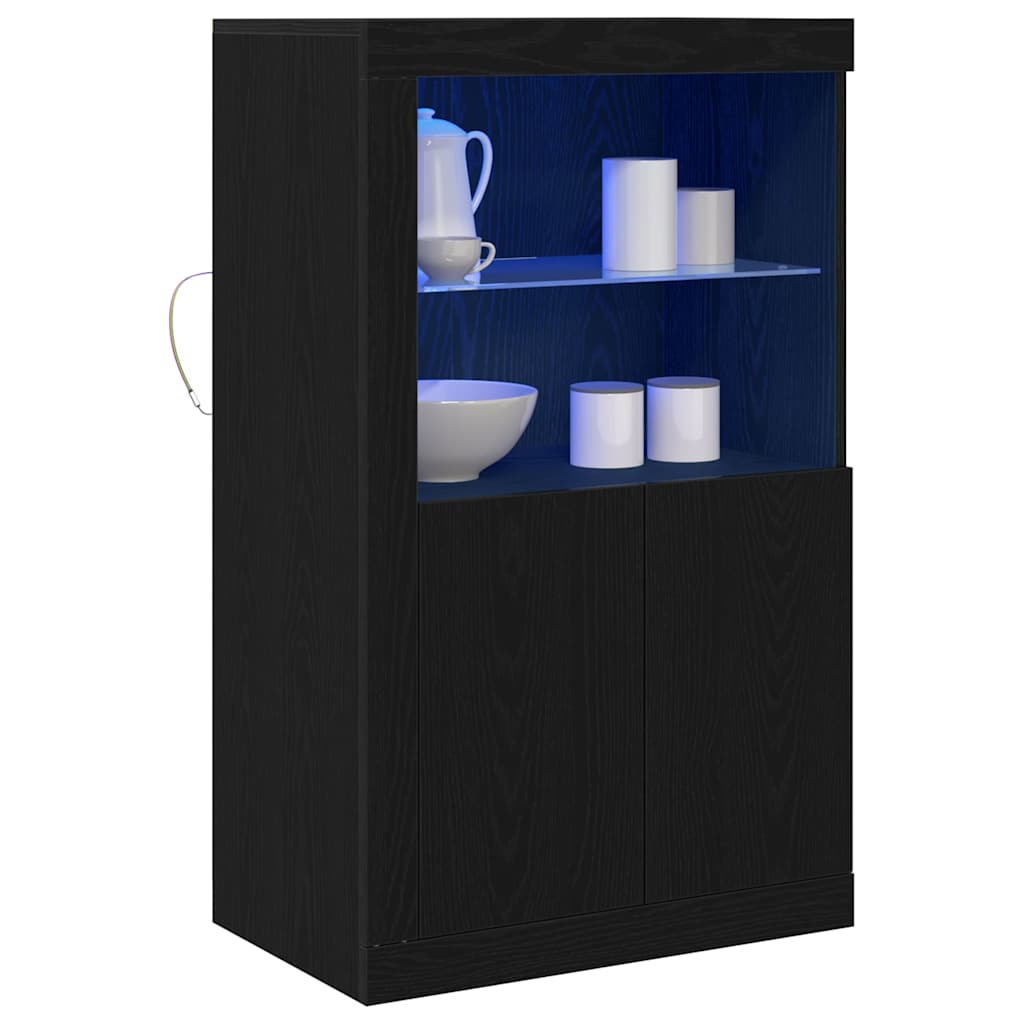 LED Sideboard Black Oak 60.5 x 37 x 100 cm Engineered Wood