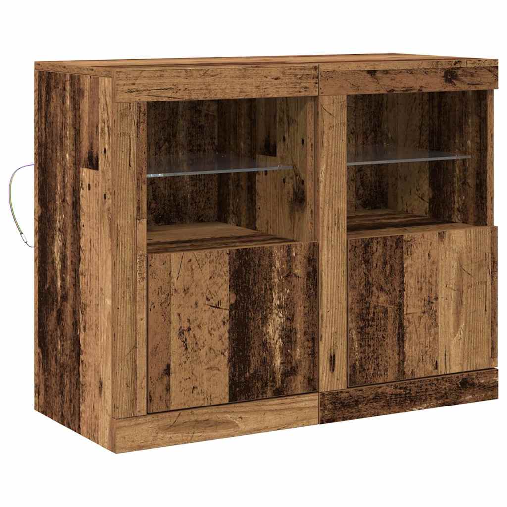 LED Sideboard 2 pcs Old Wood 41 x 37 x 67 cm Engineered Wood