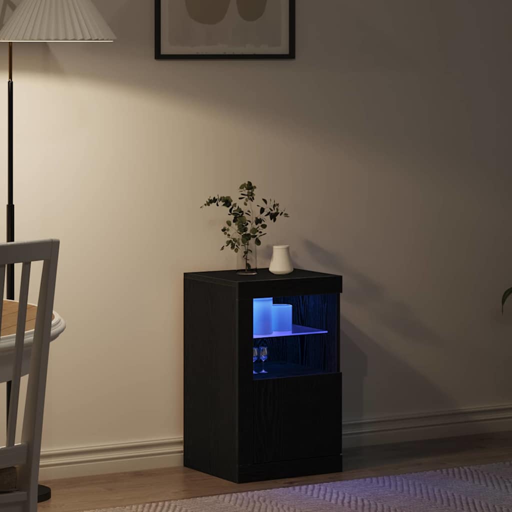 LED Sideboard Black Oak 41 x 37 x 67 cm Engineered Wood