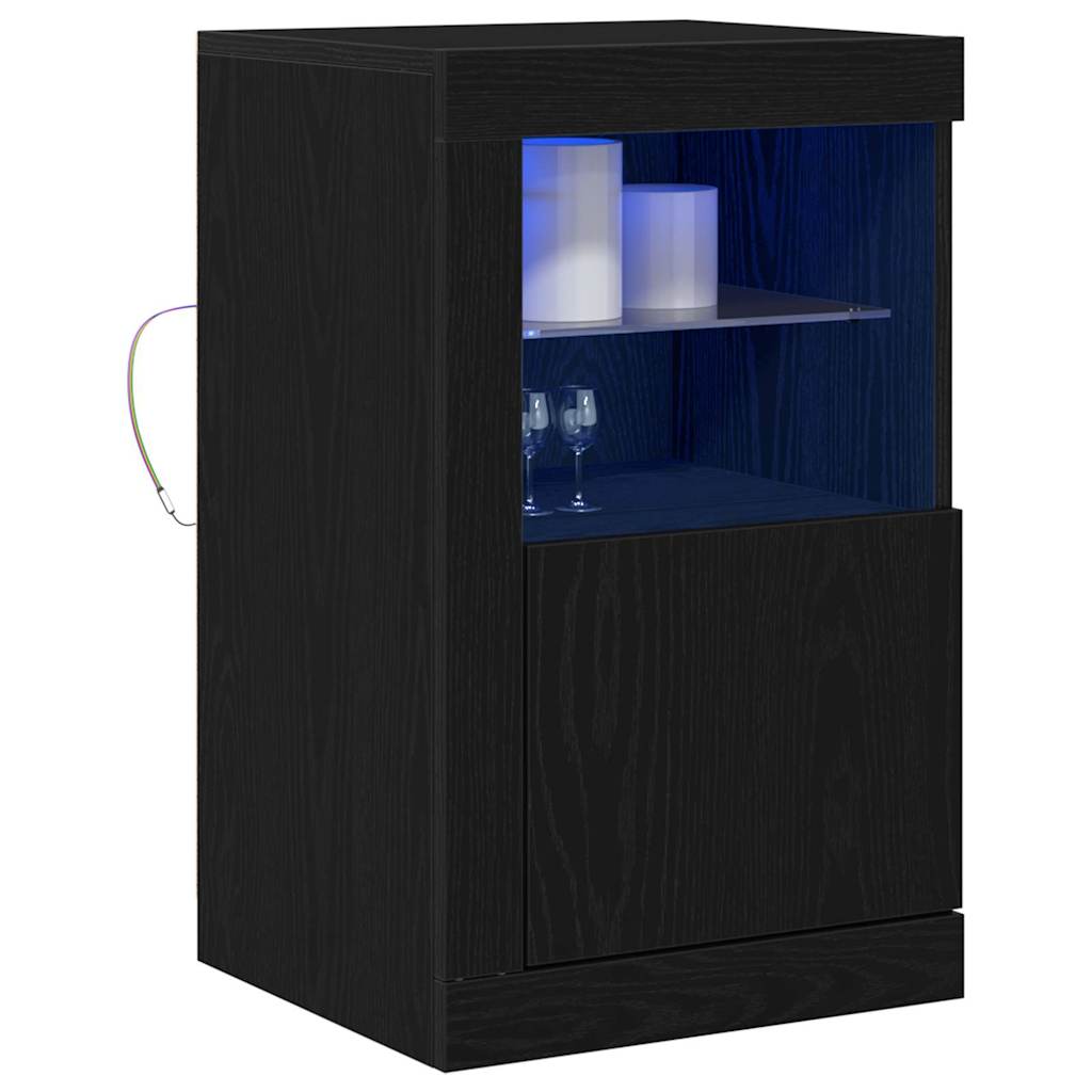 LED Sideboard Black Oak 41 x 37 x 67 cm Engineered Wood