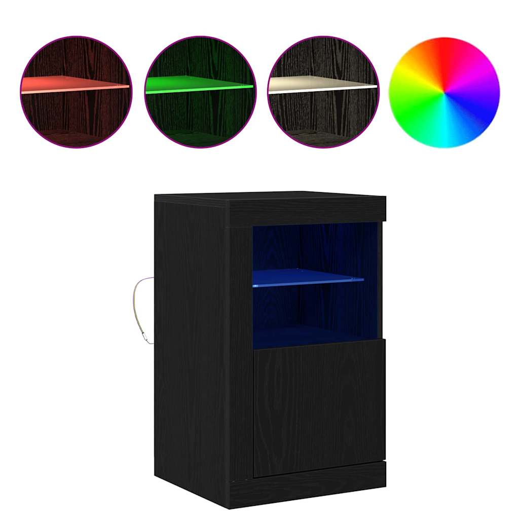 LED Sideboard 2 pcs Black Oak 41 x 37 x 67 cm Engineered Wood