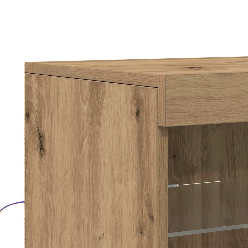 LED Sideboard Brown 60.5 x 37 x 67 cm Engineered Wood