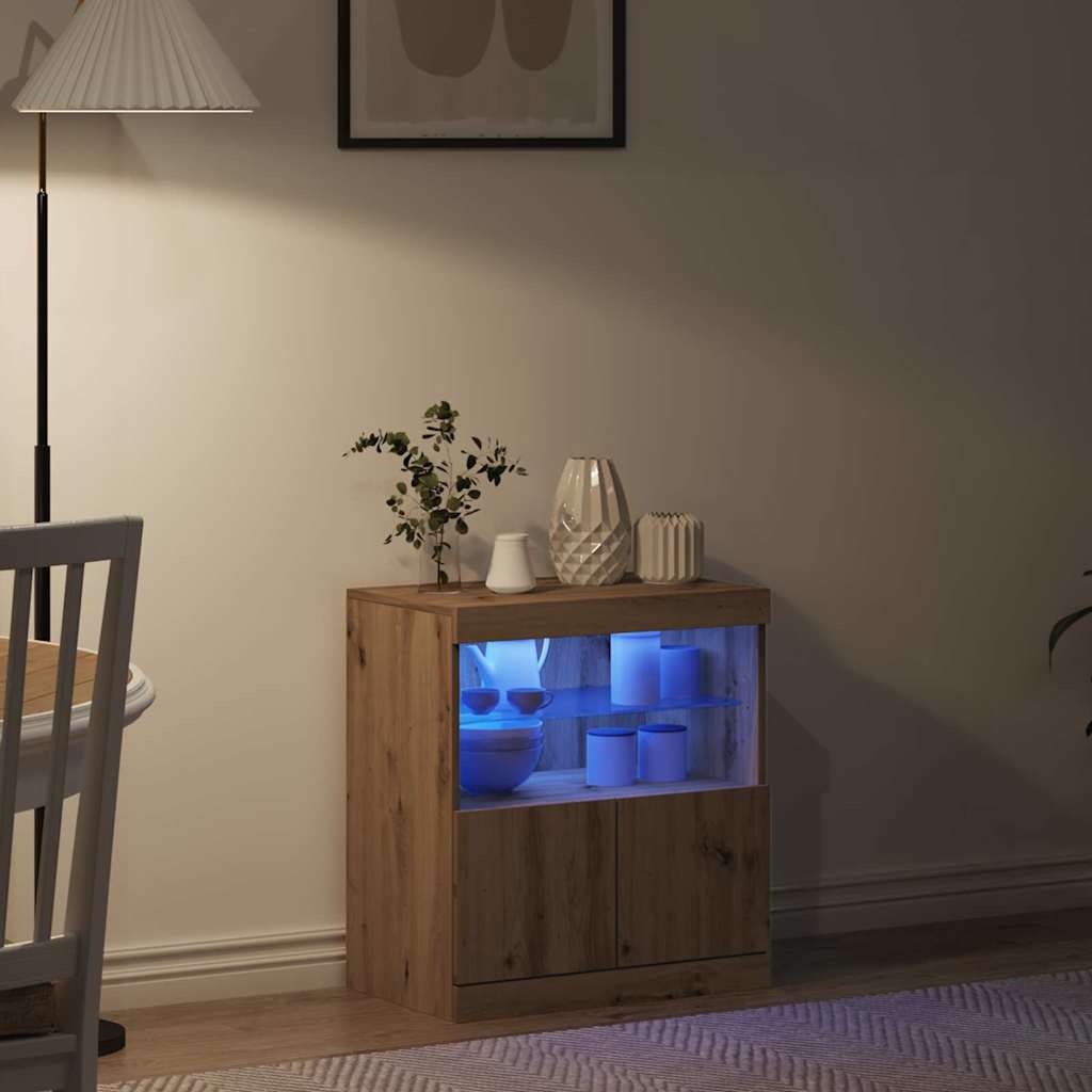 LED Sideboard Brown 60.5 x 37 x 67 cm Engineered Wood
