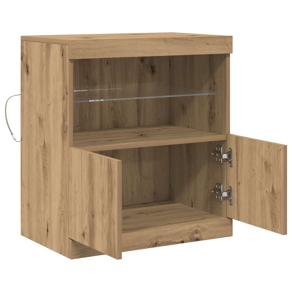 LED Sideboard Brown 60.5 x 37 x 67 cm Engineered Wood
