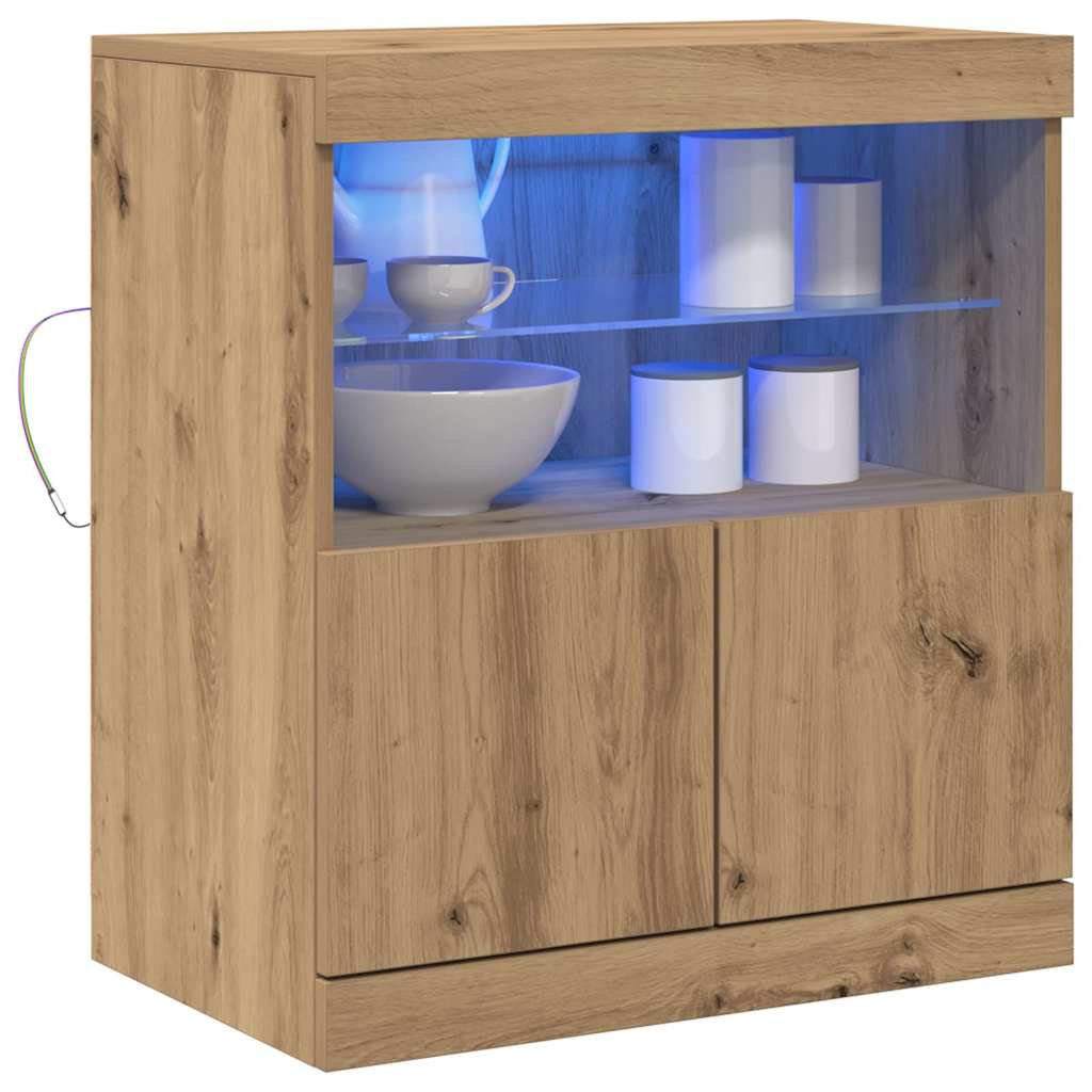 LED Sideboard Brown 60.5 x 37 x 67 cm Engineered Wood
