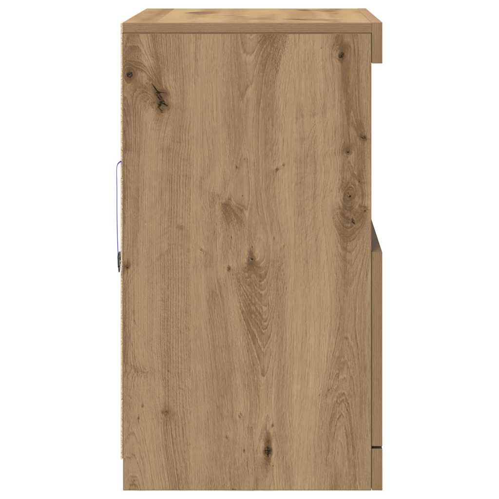 LED Sideboard Brown 60.5 x 37 x 67 cm Engineered Wood