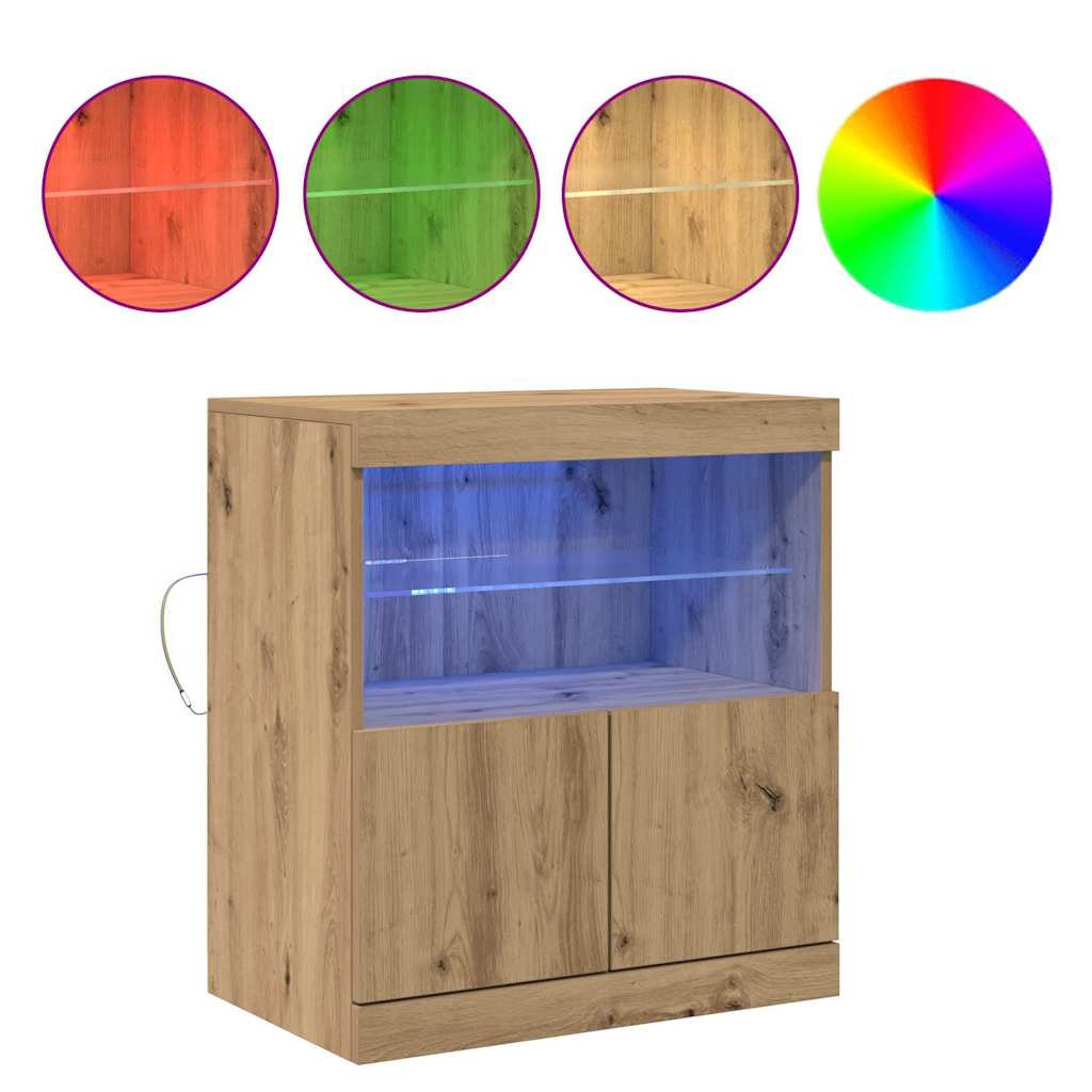 LED Sideboard Brown 60.5 x 37 x 67 cm Engineered Wood