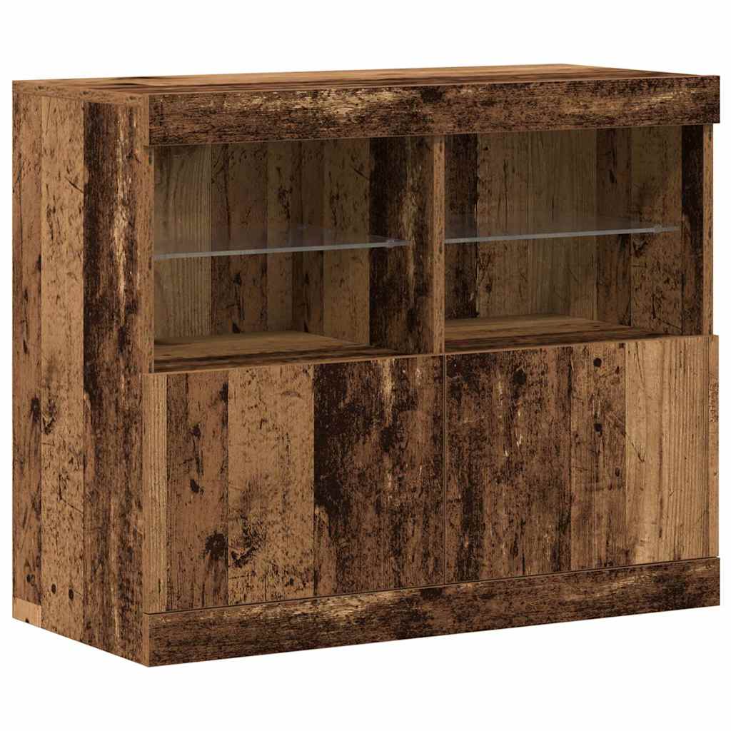 LED Sideboard Brown 81 x 37 x 66.5 cm Engineered Wood