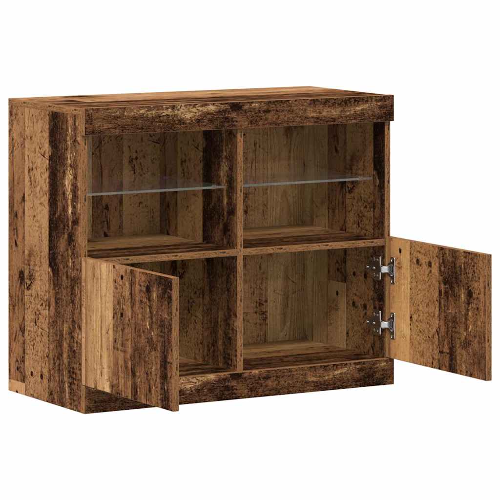 LED Sideboard Brown 81 x 37 x 66.5 cm Engineered Wood
