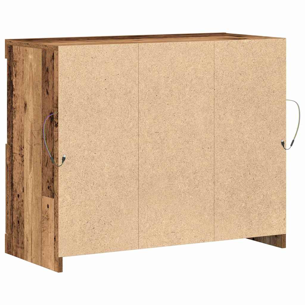 LED Sideboard Brown 81 x 37 x 66.5 cm Engineered Wood