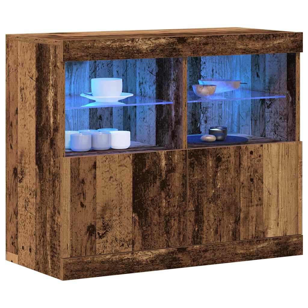 LED Sideboard Brown 81 x 37 x 66.5 cm Engineered Wood