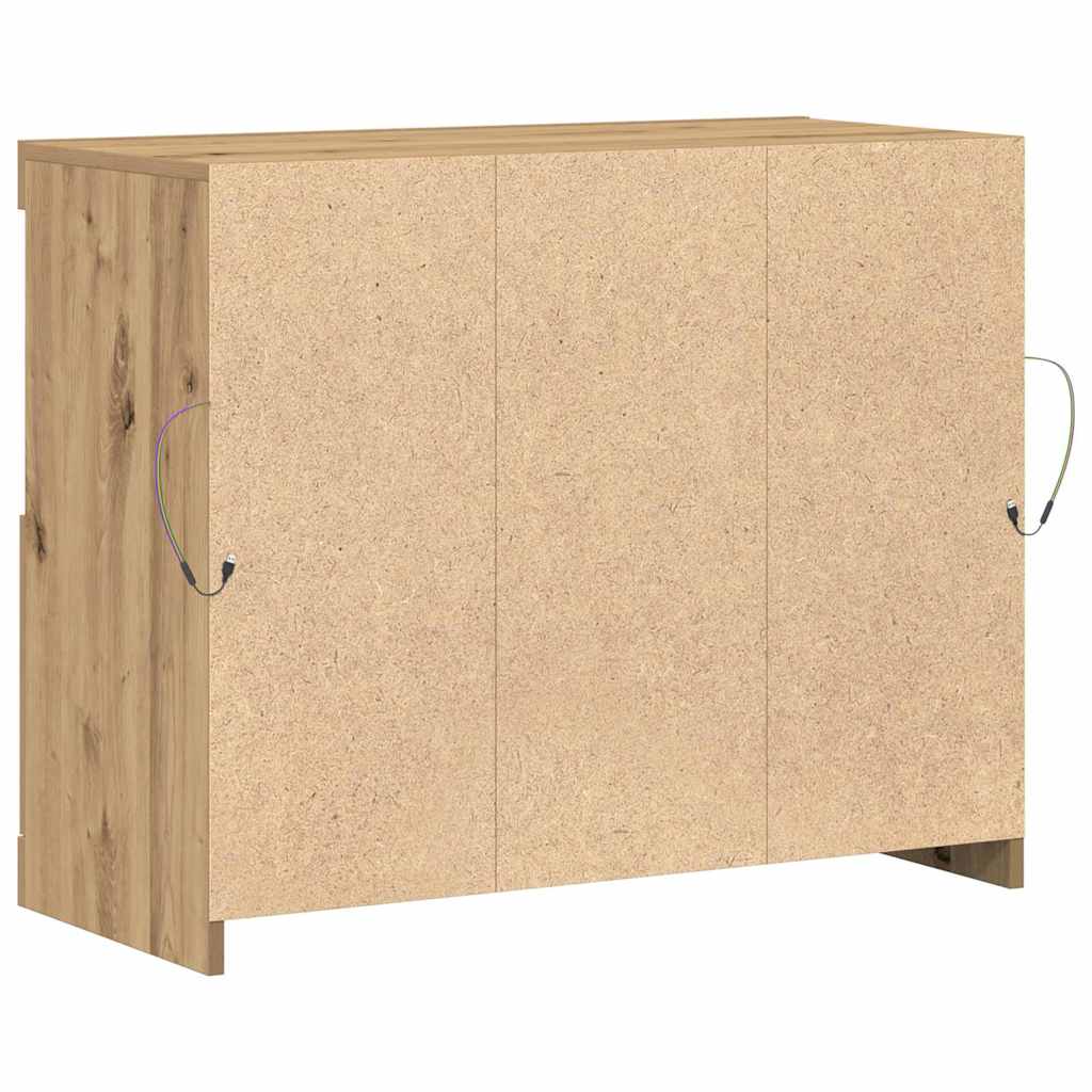 LED Sideboard Brown 81 x 37 x 66.5 cm Engineered Wood