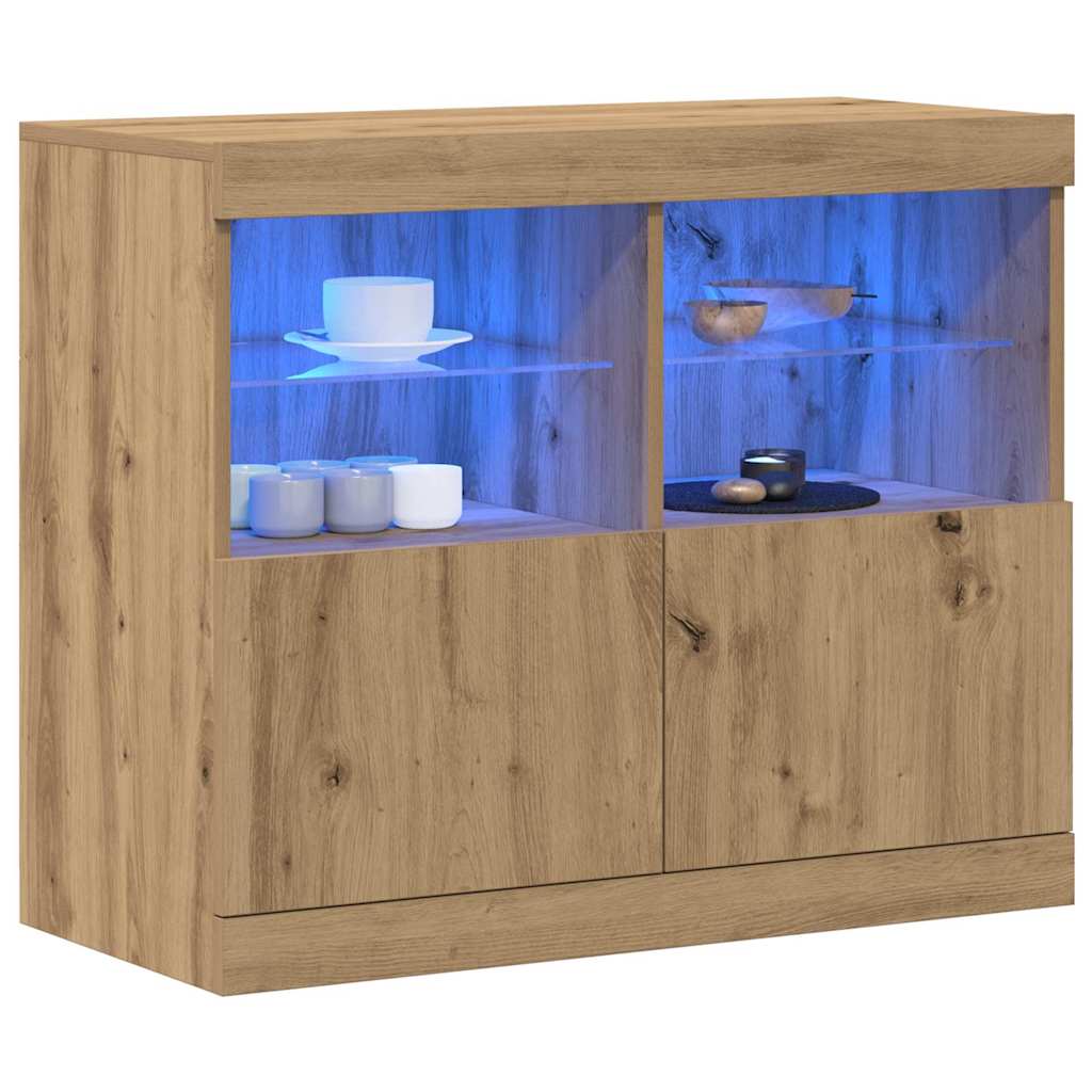 LED Sideboard Brown 81 x 37 x 66.5 cm Engineered Wood
