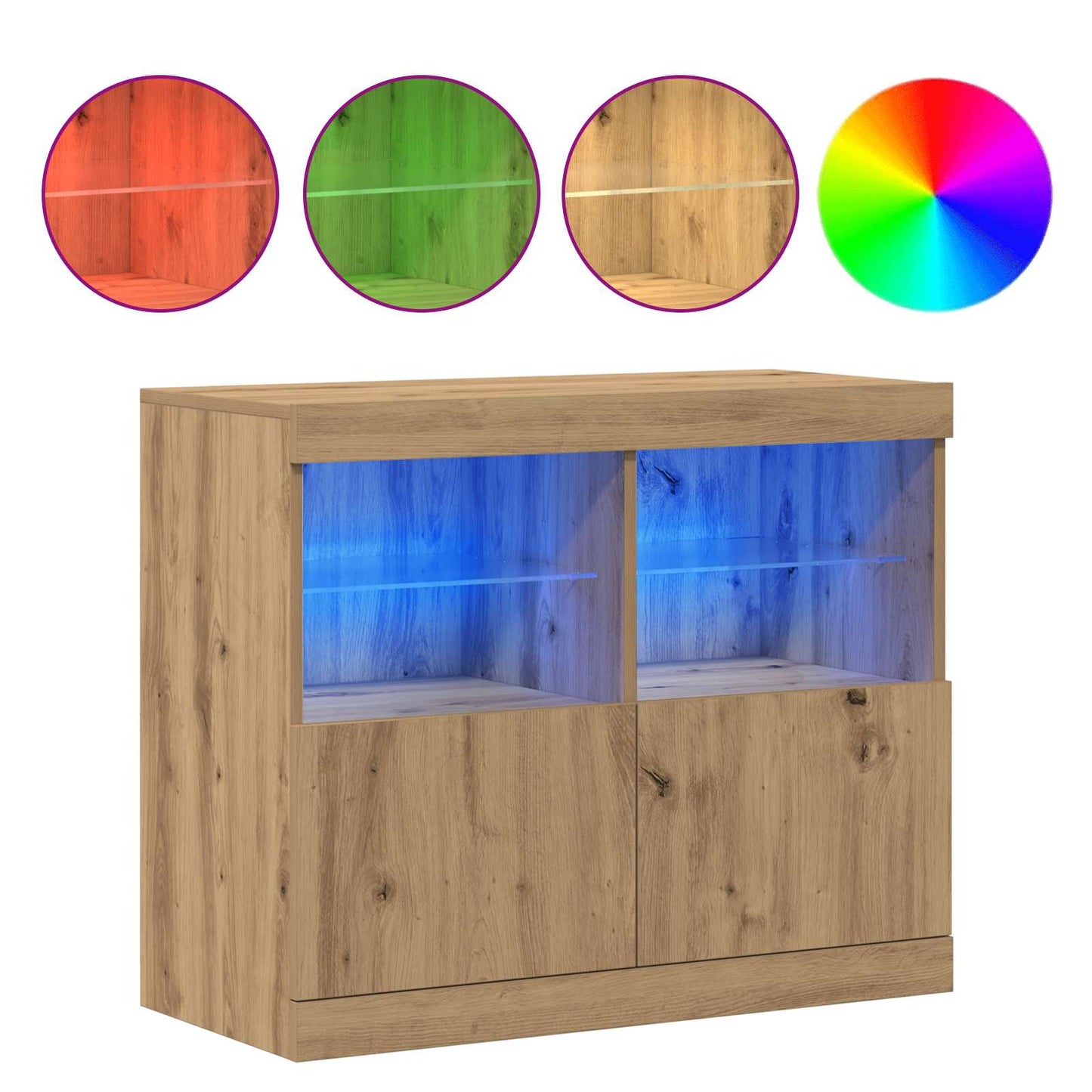 LED Sideboard Brown 81 x 37 x 66.5 cm Engineered Wood