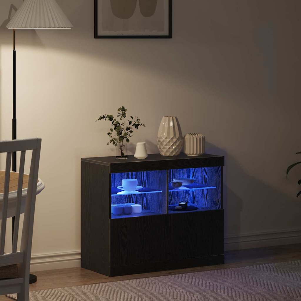 LED Sideboard Black 81 x 37 x 66.5 cm Engineered Wood