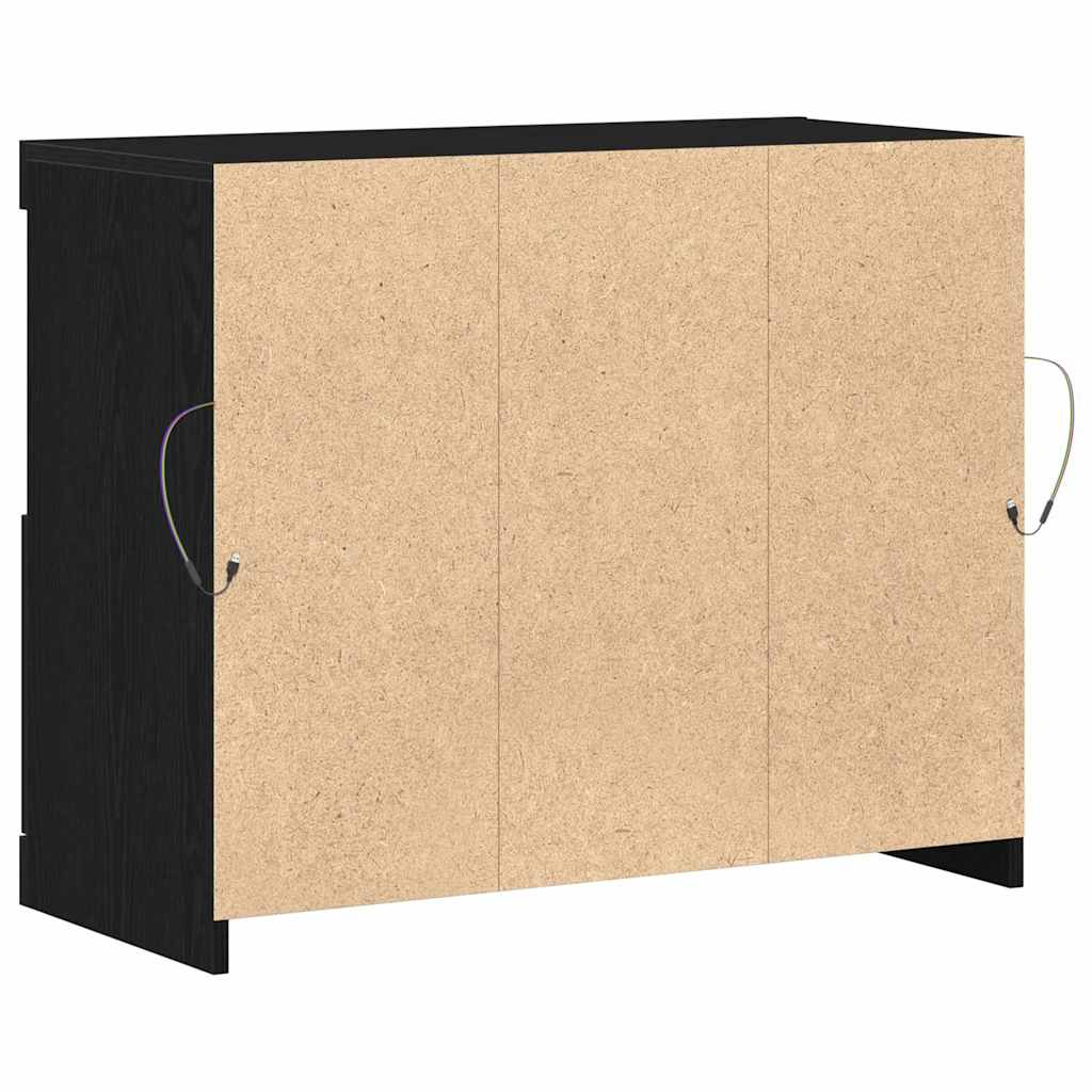 LED Sideboard Black 81 x 37 x 66.5 cm Engineered Wood