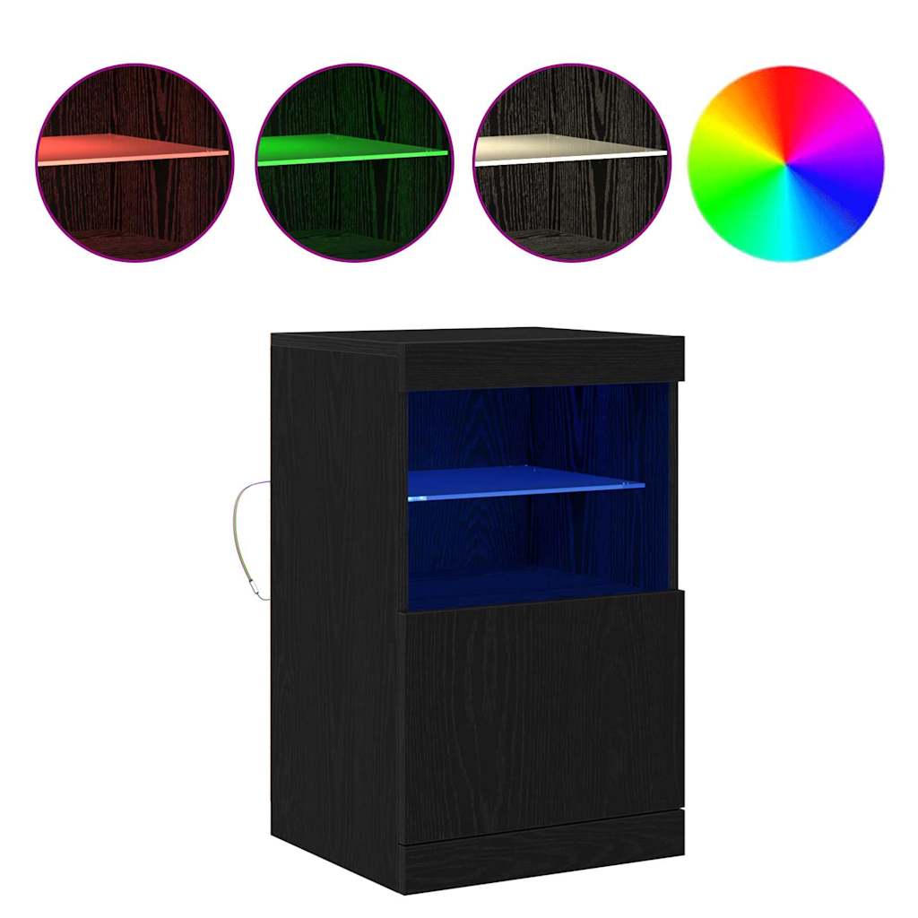 LED Sideboard Black Oak 41 x 37 x 67 cm Engineered Wood