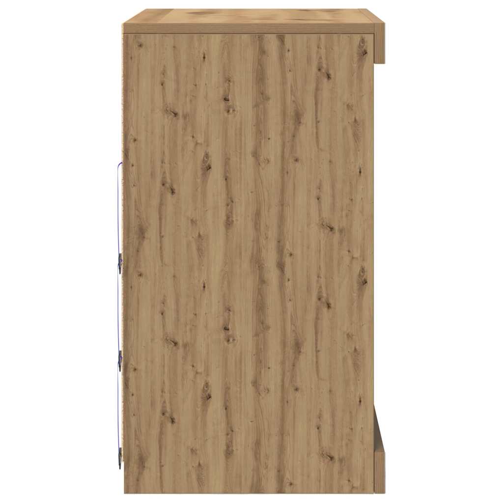 LED Sideboard Artisan Oak 60.5 x 37 x 67 cm Engineered Wood