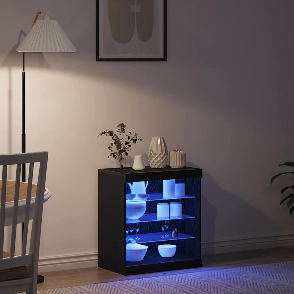 LED Sideboard Black Oak 60.5 x 37 x 67 cm Engineered Wood