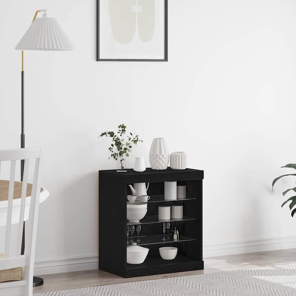 LED Sideboard Black Oak 60.5 x 37 x 67 cm Engineered Wood