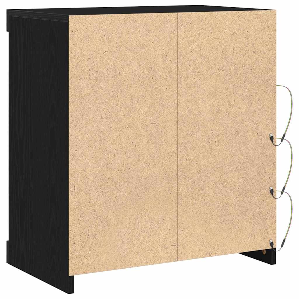 LED Sideboard Black Oak 60.5 x 37 x 67 cm Engineered Wood