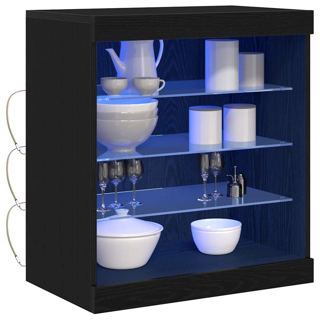 LED Sideboard Black Oak 60.5 x 37 x 67 cm Engineered Wood