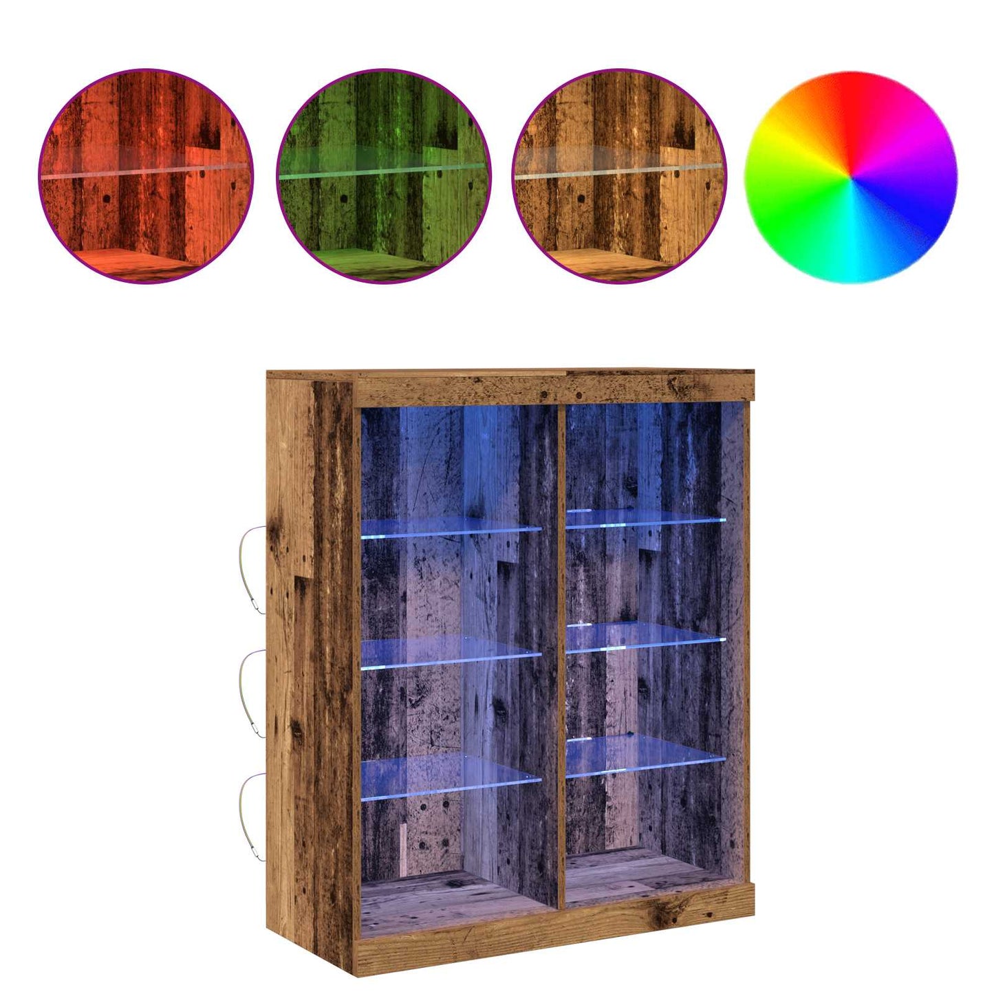 LED Sideboard Old Wood 81 x 37 x 100 cm Engineered Wood